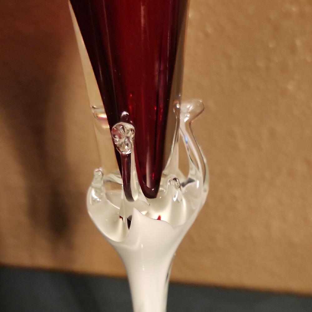 Ruby Red Art Glass Vase or Champagne Flute - Picture 3 of 11